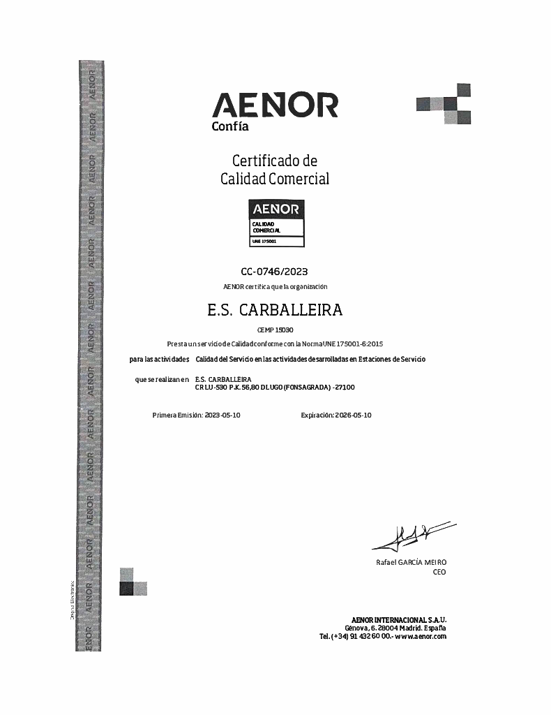 AENOR Certificado E.S Carballeira